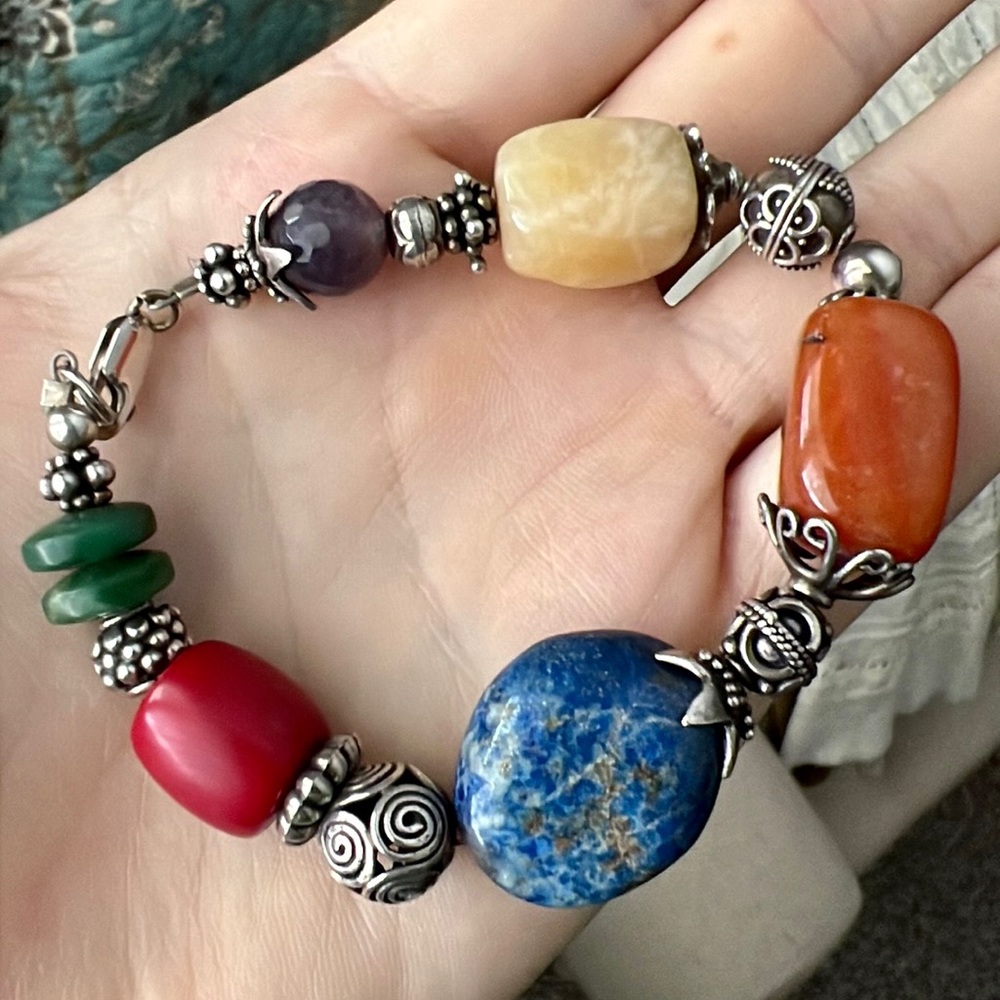 Sterling silver and various stones bracelet